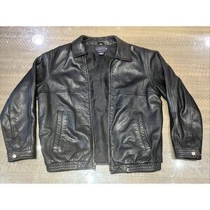 Womens Classic leather jacket black coat biker bomber grundge Classic Club VTG